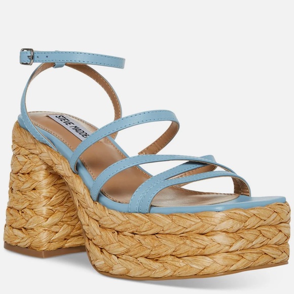 STEVE MADDEN BELISE LEATHER STRAPPY PLATFORM SANDALS - Picture 1 of 5